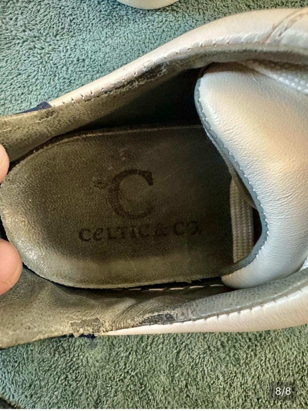 Celtic & Co Leather Platform Sneakers Cream Navy Lace Up EU 41 US 10 Minimalist - Picture 8 of 8